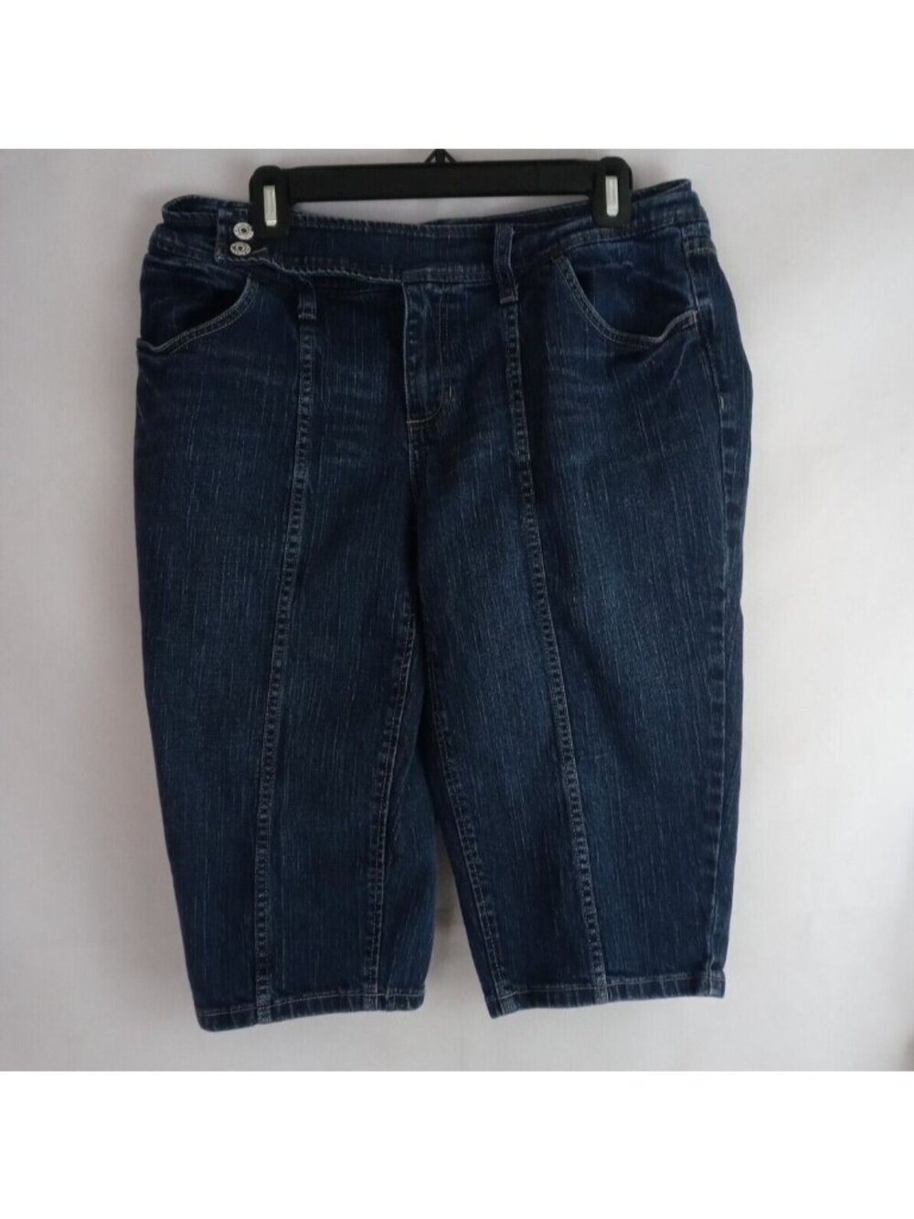 ANA Women's Dark Wash Denim Bermuda Jean Shorts Size 12 Inseam 16"